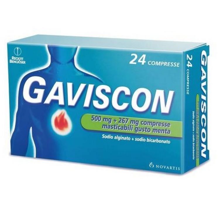 Gaviscon 24 Compresse Menta 500mg + 267mg